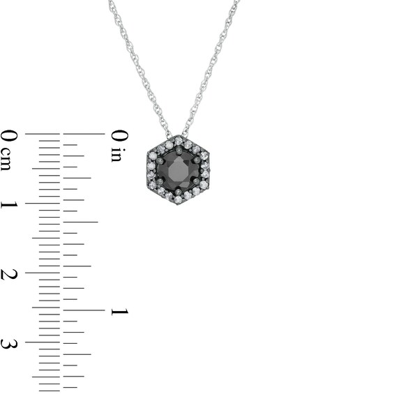 1-1/4 CT. T.w. Enhanced Black and White Diamond Hexagonal Frame Pendant in 10K White Gold with Black Rhodium