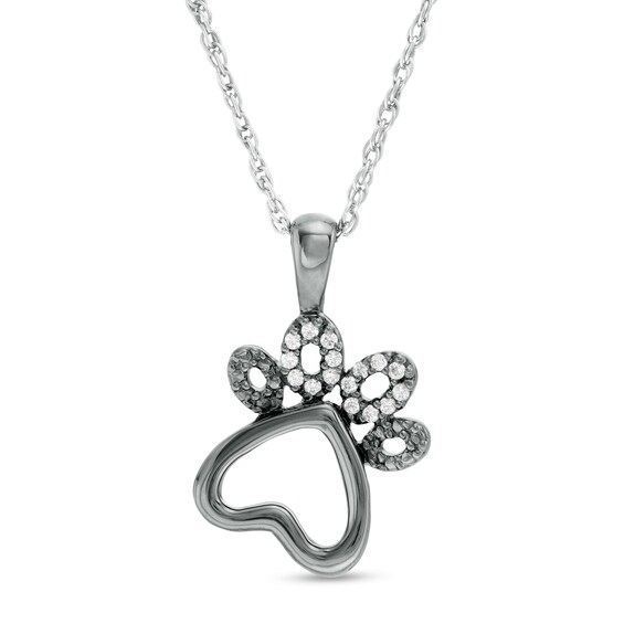 1/20 CT. T.W. Diamond Paw Print Outline Pendant in Sterling Silver with Black Rhodium 1/20 CT. T.W. Diamond Paw Print Outline Pendant in Sterling Silver with Black Rhodium