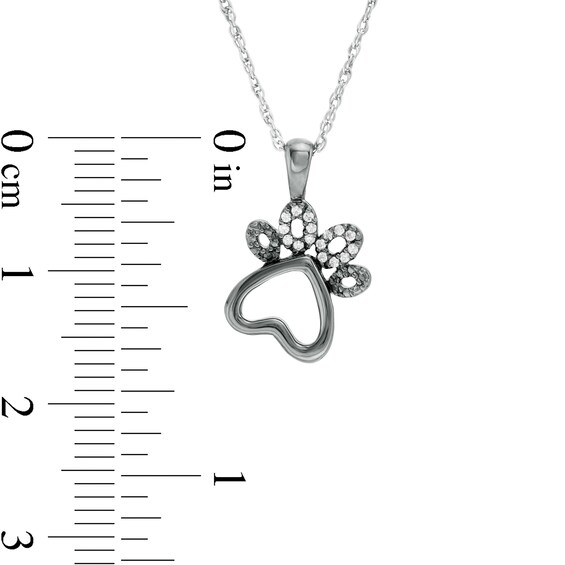 1/20 CT. T.W. Diamond Paw Print Outline Pendant in Sterling Silver with Black Rhodium 1/20 CT. T.W. Diamond Paw Print Outline Pendant in Sterling Silver with Black Rhodium
