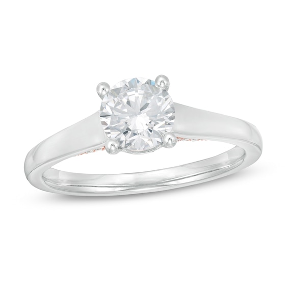 Zales Private Collection 1 Ctw. Certified Colourless Diamond Engagement Ring in 14K Two-Tone Gold (F/I1)