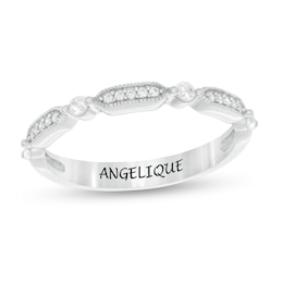 1/5 CT. T.W. Diamond Engravable Art Deco Vintage-Style Anniversary Band in 10K White Gold (1 Line)