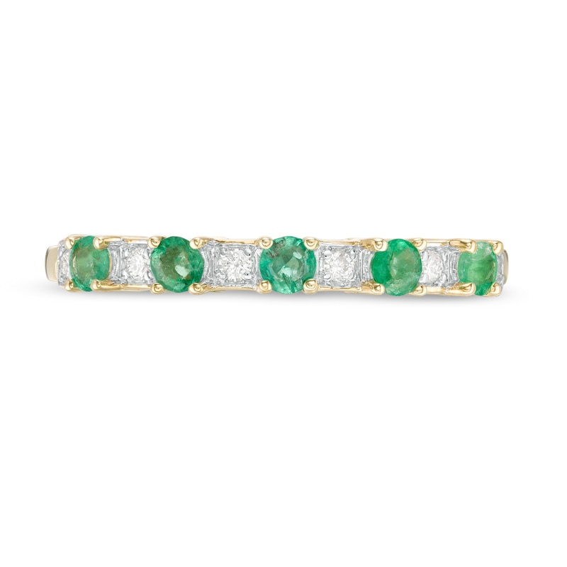 Alternating Emerald and 1/15 CT. T.W. Diamond Five Stone Band in 10K Gold