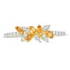 Baguette-Cut Citrine and 1/5 CT. T.W. Diamond Zig-Zag Cluster Ring in 10K Gold