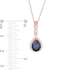 Thumbnail Image 3 of Pear-Shaped Lab-Created Blue Sapphire and 1/10 CT. T.W. Diamond Frame Pendant in 10K Rose Gold