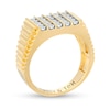 Thumbnail Image 2 of Men's 1/10 CT. T.W. Diamond Engravable Vertical Five Row Ribbed Ring in Sterling Silver with 14K Gold Plate (1 Line)