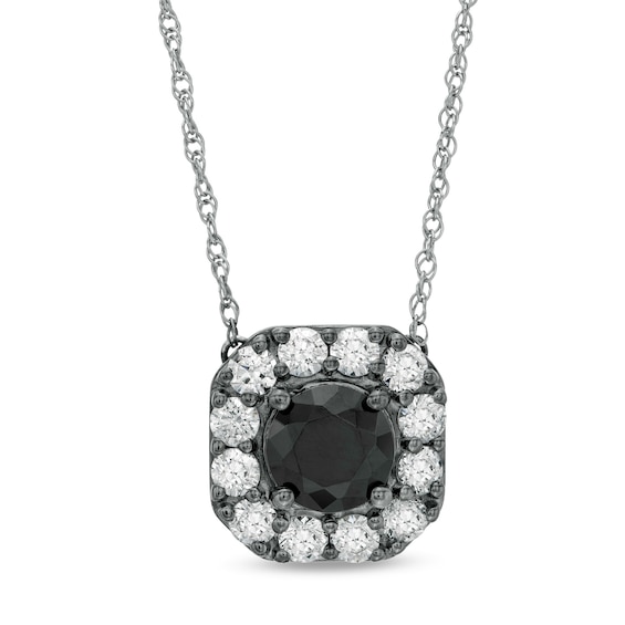 2-7/8 CT. T.W. Enhanced Black and White Diamond Octagonal Frame Necklace in 10K White Gold with Black Rhodium 2-7/8 CT. T.W. Enhanced Black and White Diamond Octagonal Frame Necklace in 10K White Gold with Black Rhodium