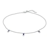 Thumbnail Image 0 of Baguette Lab-Created Blue Sapphire Three Stone Charm Station Anklet in Sterling Silver - 10"