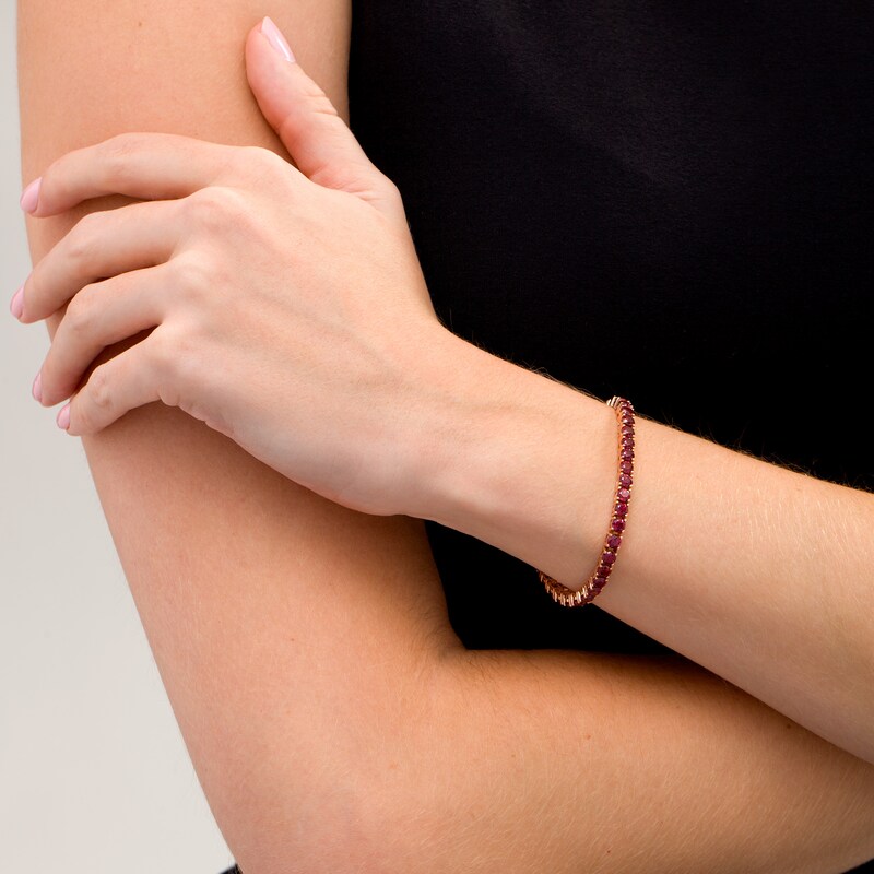 Main Image 2 of 4.0mm Rhodolite Garnet Tennis Bracelet in Sterling Silver with Rose Rhodium - 7.25"