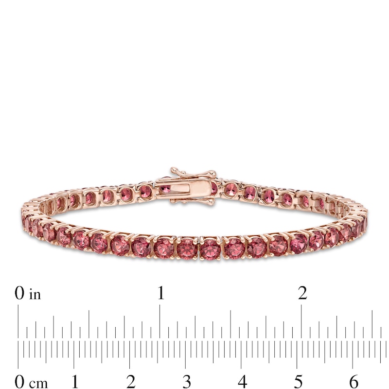 Main Image 4 of 4.0mm Rhodolite Garnet Tennis Bracelet in Sterling Silver with Rose Rhodium - 7.25"
