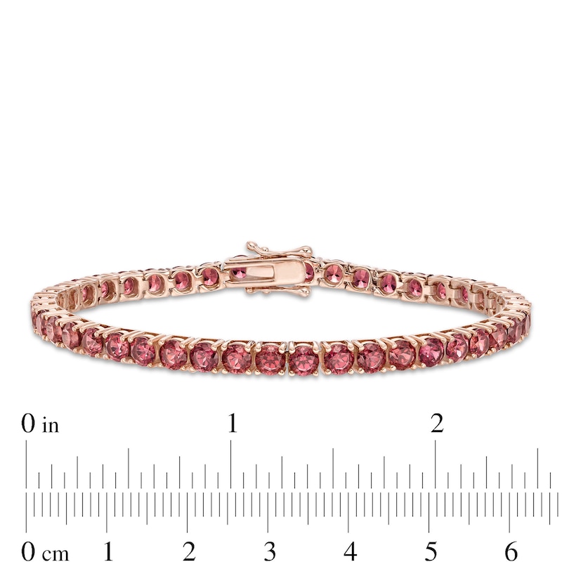 4.0mm Rhodolite Garnet Tennis Bracelet in Sterling Silver with Rose Rhodium - 7.25"