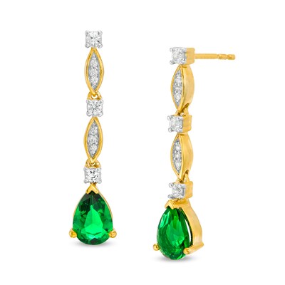 14Kt Yellow Gold Plated Opal Pear Teardrop Design Dangle Earrings