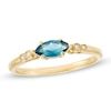 Thumbnail Image 0 of Sideways Marquise London Blue Topaz and and Diamond Accent Bezel-Set Art Deco Ring in 14K Gold