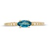 Thumbnail Image 3 of Sideways Marquise London Blue Topaz and and Diamond Accent Bezel-Set Art Deco Ring in 14K Gold