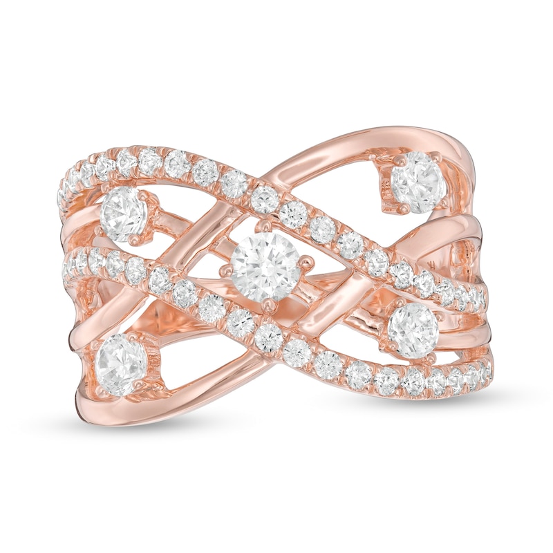 Main Image 1 of 1 CT. T.W. Diamond Orbit Crossover Ring in 10K Rose Gold