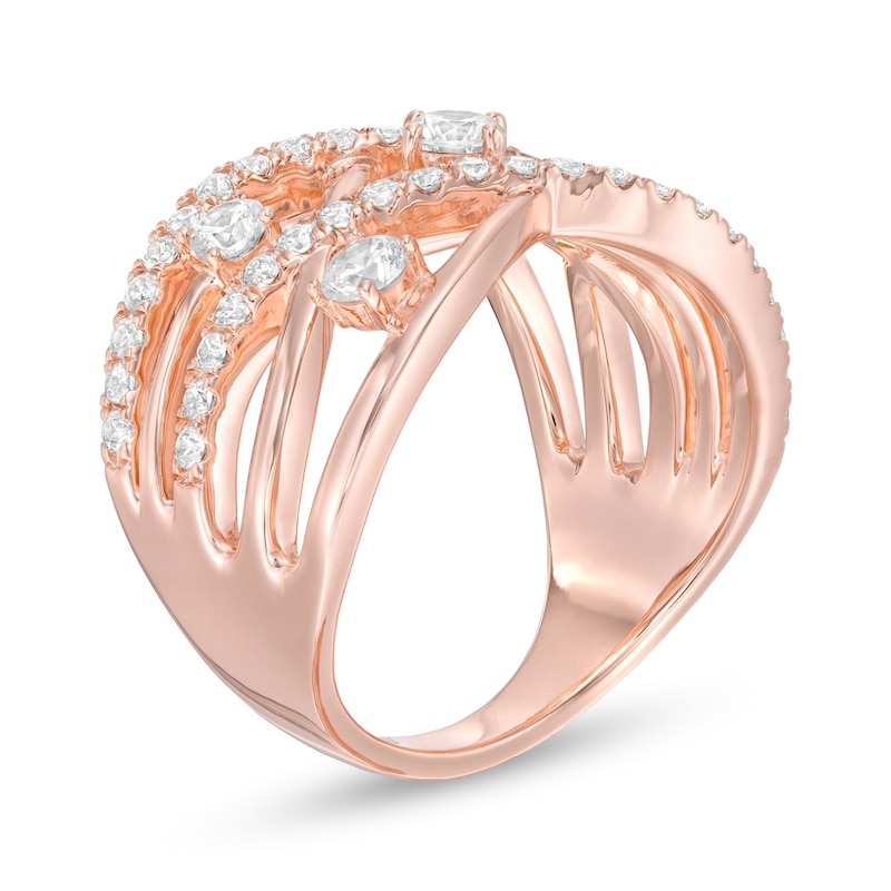 1 CT. T.W. Diamond Orbit Crossover Ring in 10K Rose Gold