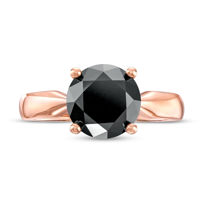 Main Image 4 of 3 CT. Black Diamond Solitaire Engagement Ring in 10K Rose Gold