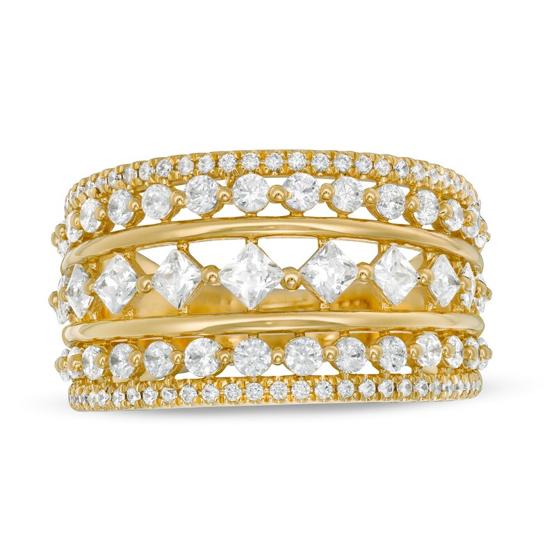 1-1/2 CT. T.W. Diamond Multi-Row Art Deco Ring in 10K Gold
