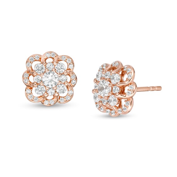 1/2 CT. T.W. Composite Diamond Scallop Flower Stud Earrings in 10K Rose Gold 1/2 CT. T.W. Composite Diamond Scallop Flower Stud Earrings in 10K Rose Gold