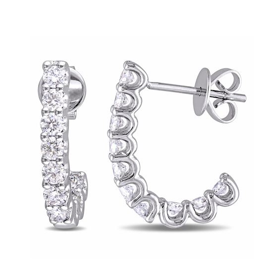 1 CT. T.w. Diamond J-Hoop Earrings in 14K White Gold (H/Si2)