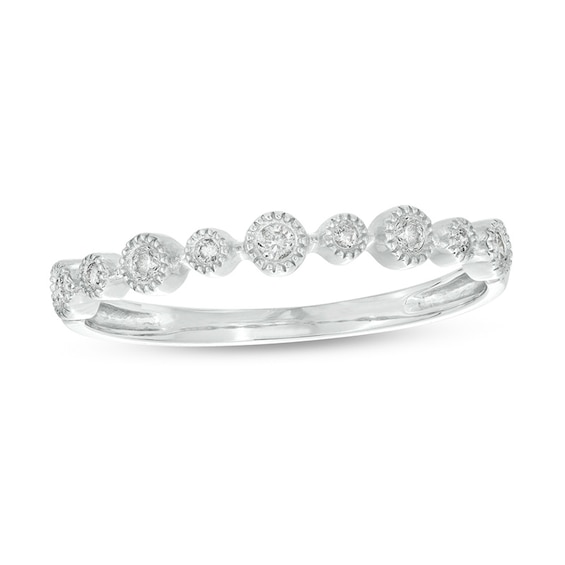 1/10 CT. T.w. Diamond Alternating Nine Stone Stackable Anniversary Band in 10K White Gold