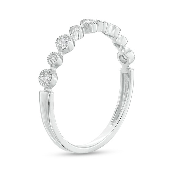 1/10 CT. T.w. Diamond Alternating Nine Stone Stackable Anniversary Band in 10K White Gold