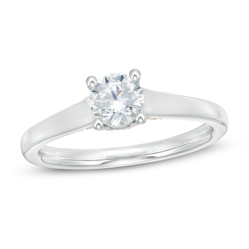 Main Image 1 of Zales Private Collection 3/4 CTW. Certified Colourless Diamond Engagement Ring in 14K Two-Tone Gold (F/I1)