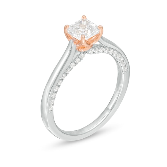 1-1/5 CT. T.w. Certified Cushion-Cut Diamond Engagement Ring in 14K Two-Tone Gold (I/I1)