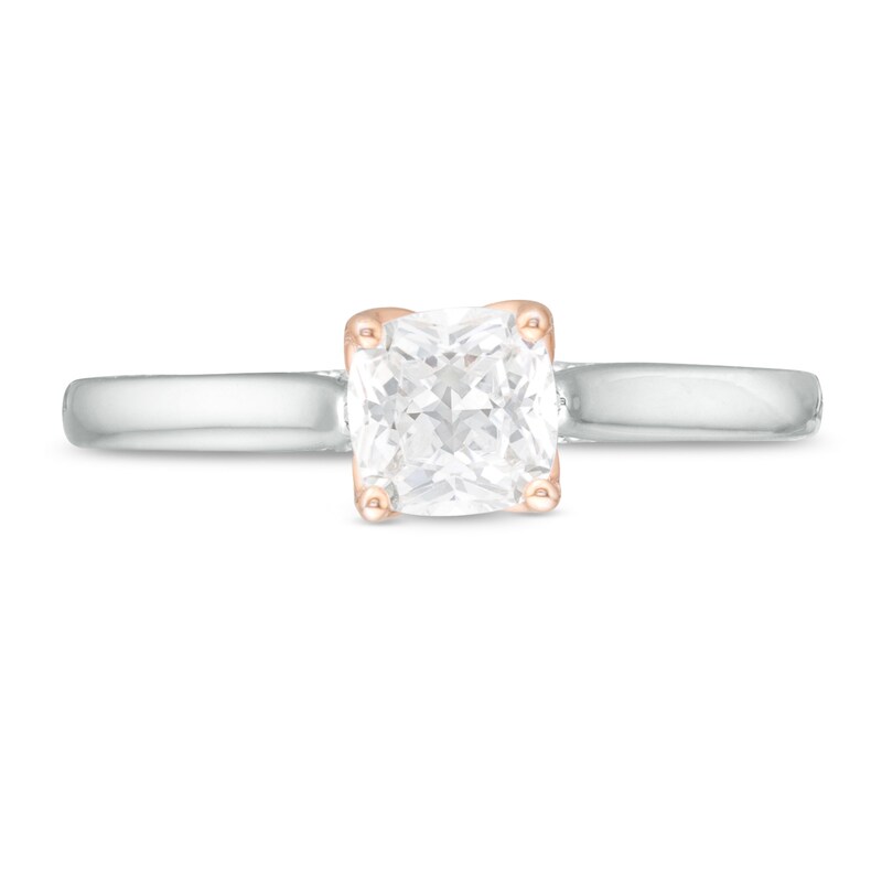 Main Image 4 of 1-1/5 CT. T.W. Certified Cushion-Cut Diamond Engagement Ring in 14K Two-Tone Gold (I/I1)