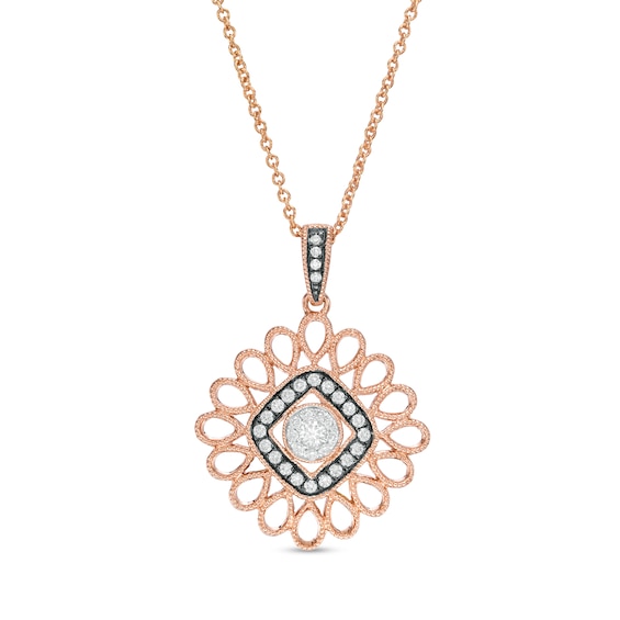 1/4 CT. T.w. Diamond Art Deco Vintage-Style Pendant in 10K Rose Gold