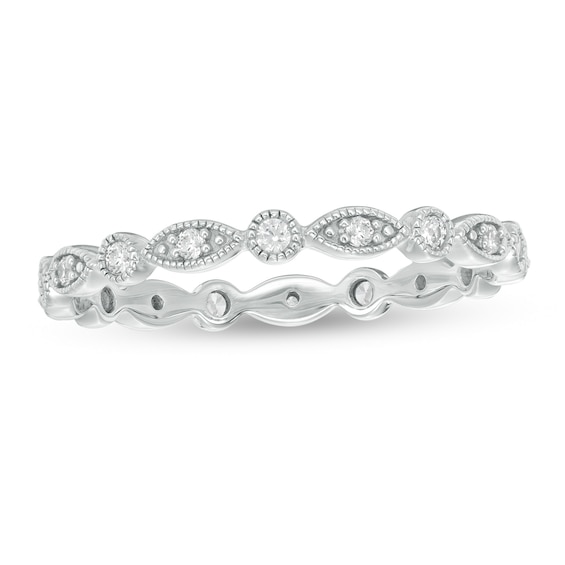 1/5 CT. T.w. Diamond Marquise and Circle Alternating Vintage-Style Eternity Anniversary Band in 10K White Gold