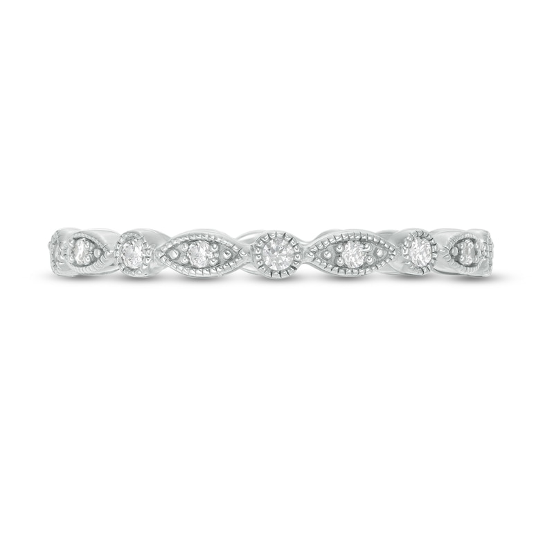 1/5 CT. T.W. Diamond Marquise and Circle Alternating Vintage-Style Eternity Anniversary Band in 10K White Gold