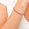 Thumbnail Image 2 of Oval Amethyst and White Topaz Bracelet in 14K Rose Gold Over Silver - 7.25"