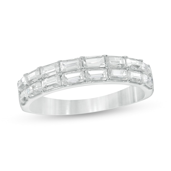 1 CT. T.w. Baguette Diamond Double Row Anniversary Band in 14K White Gold