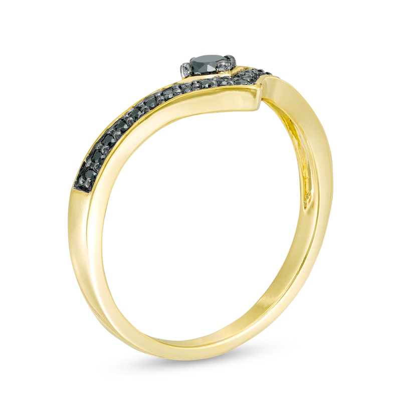 Main Image 3 of 1/5 CT. T.W. Black Diamond Chevron Ring in 10K Gold