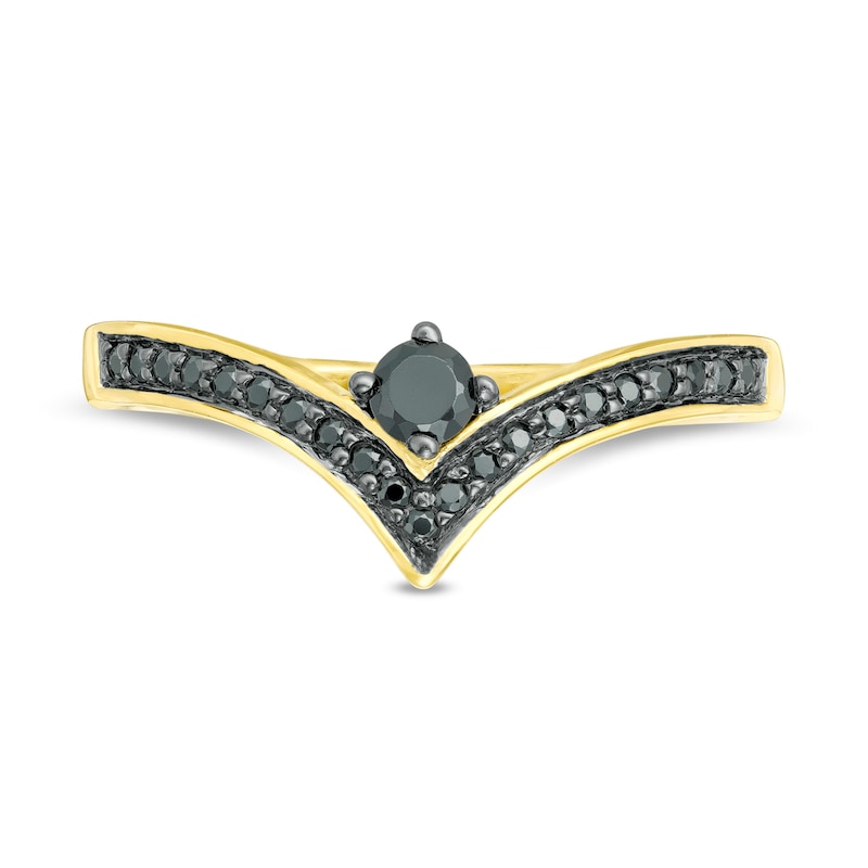 Main Image 4 of 1/5 CT. T.W. Black Diamond Chevron Ring in 10K Gold