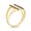 Thumbnail Image 3 of 1/10 CT. T.W. Black Diamond Double Bar Open Split Shank Ring in 10K Gold