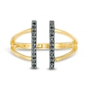 Thumbnail Image 4 of 1/10 CT. T.W. Black Diamond Double Bar Open Split Shank Ring in 10K Gold