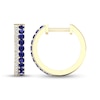 Thumbnail Image 1 of Blue Sapphire and 1/10 CT. T.W. Diamond Double Row Hoop Earrings in 10K Gold