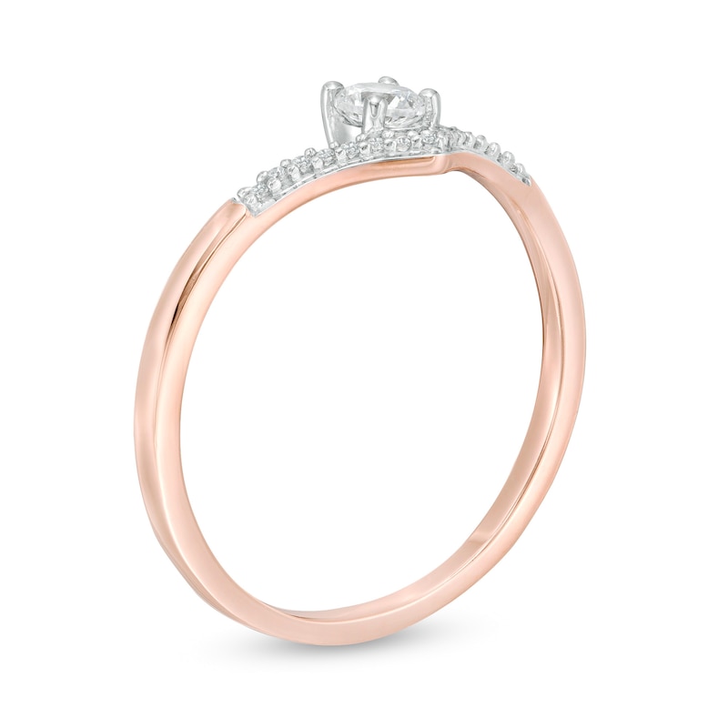 Main Image 3 of 1/5 CT. T.W. Diamond Chevron Promise Ring in 10K Rose Gold