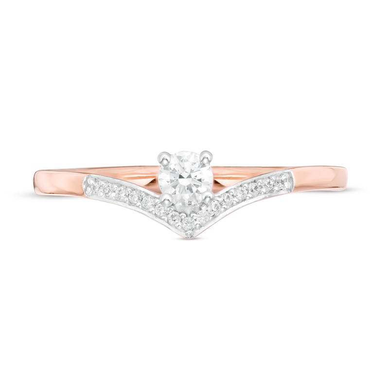Main Image 4 of 1/5 CT. T.W. Diamond Chevron Promise Ring in 10K Rose Gold