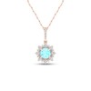 Thumbnail Image 0 of 5.0mm Aquamarine and 1/15 CT. T.W. Diamond Sun Frame Vintage-Style Pendant in 10K Rose Gold