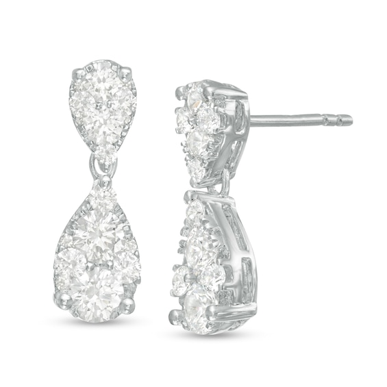 1-1/2 CT. T.w. Multi-Diamond Double Teardrop Earrings in 14K White Gold