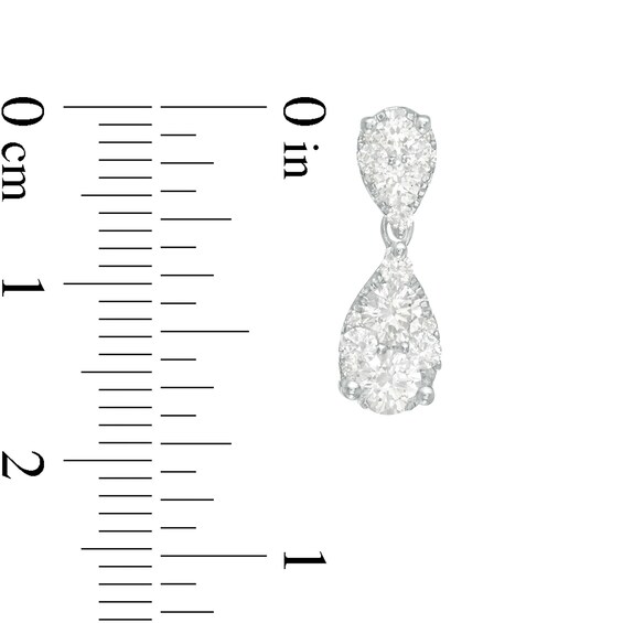1-1/2 CT. T.w. Multi-Diamond Double Teardrop Earrings in 14K White Gold