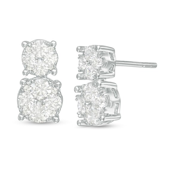 1-1/2 CT. T.W. Composite Diamond Double Drop Earrings in 14K White Gold 1-1/2 CT. T.W. Composite Diamond Double Drop Earrings in 14K White Gold