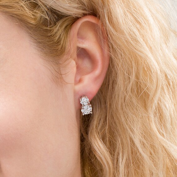 1-1/2 CT. T.W. Composite Diamond Double Drop Earrings in 14K White Gold 1-1/2 CT. T.W. Composite Diamond Double Drop Earrings in 14K White Gold