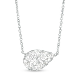 1-1/4 CT. T.W. Multi-Diamond Pear-Shaped Sideways Necklace in 14K White Gold