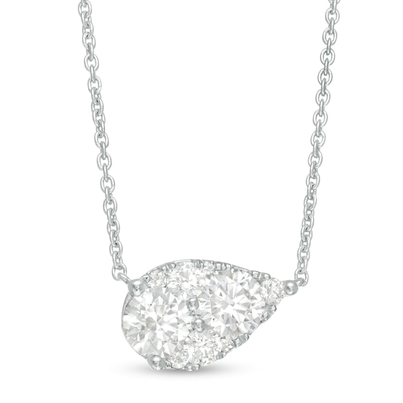 1-1/4 CT. T.W. Composite Pear-Shaped Diamond Sideways Necklace in 14K White Gold 1-1/4 CT. T.W. Composite Pear-Shaped Diamond Sideways Necklace in 14K White Gold