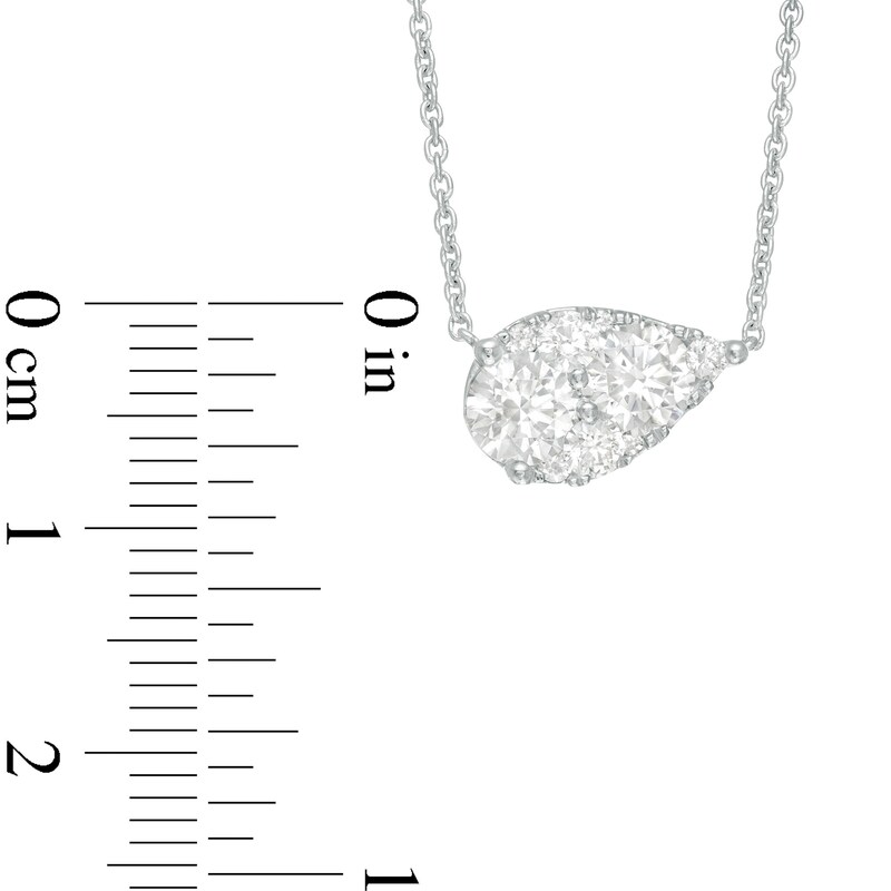Main Image 3 of 1-1/4 CT. T.W. Multi-Diamond Pear-Shaped Sideways Necklace in 14K White Gold