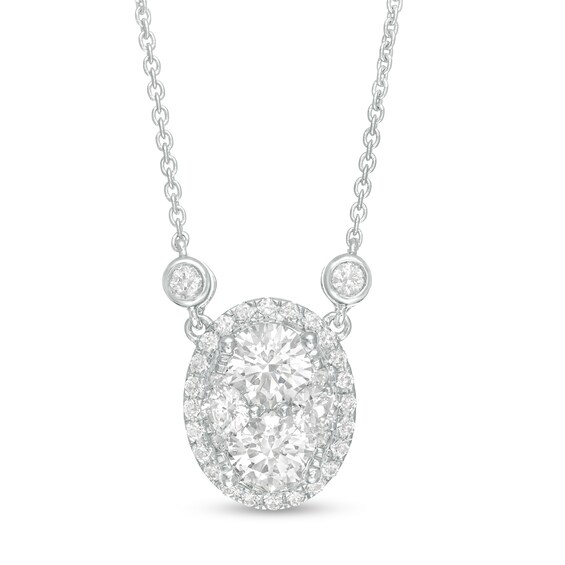 1-1/2 CT. T.W. Composite Oval Diamond Frame Necklace in 14K White Gold 1-1/2 CT. T.W. Composite Oval Diamond Frame Necklace in 14K White Gold