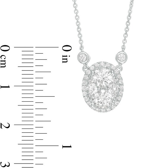 1-1/2 CT. T.W. Composite Oval Diamond Frame Necklace in 14K White Gold 1-1/2 CT. T.W. Composite Oval Diamond Frame Necklace in 14K White Gold